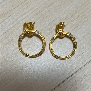 Julie Vos Doorknocker 24k gold plated earrings with cubic zirconia accents